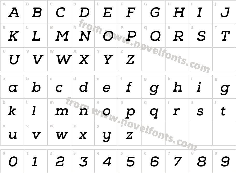 Nexa Slab Bold ObliqueCharacter Map