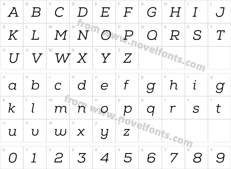 Nexa Slab Book ItalicCharacter Map