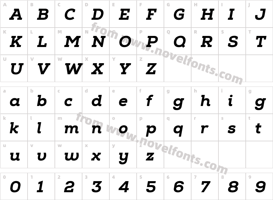 Nexa Slab Heavy ItalicCharacter Map