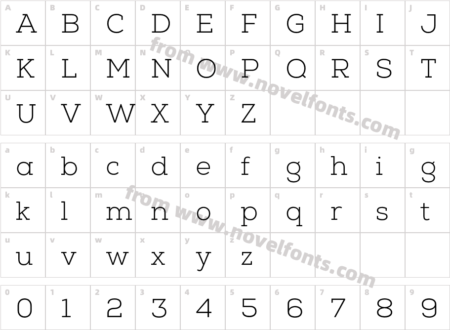 Nexa Slab LightCharacter Map
