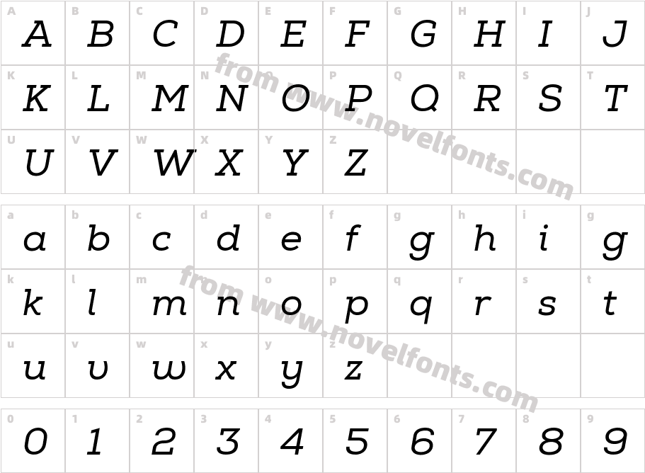 Nexa Slab Regular ItalicCharacter Map