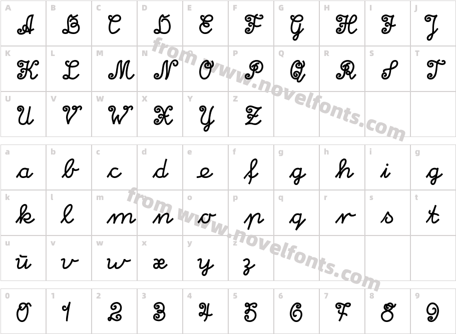 Nigra ScriptCharacter Map
