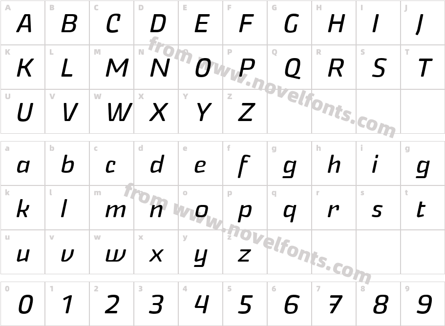 Nikaia Regular 10Character Map