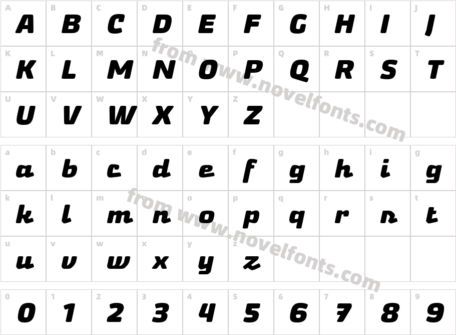 Nikaia Script Regular 4Character Map