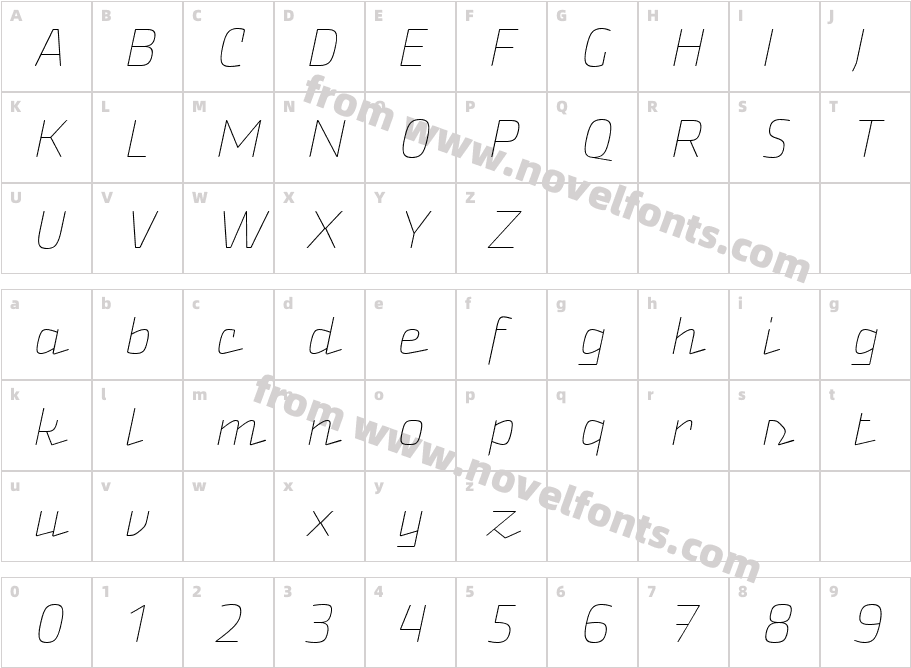 Nikaia Script Regular 5Character Map