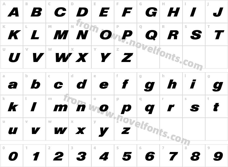 Nimbus Sans DiagDOT RegCharacter Map