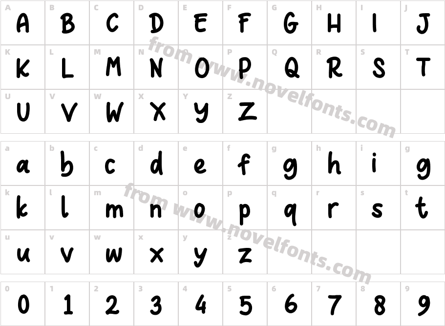 Nocturnal Hand BoldCharacter Map