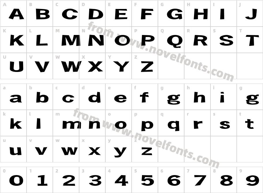 Notquite BoldCharacter Map