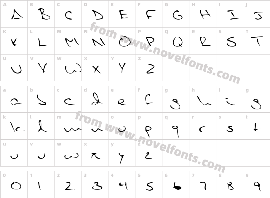 Novias Hand RegularCharacter Map