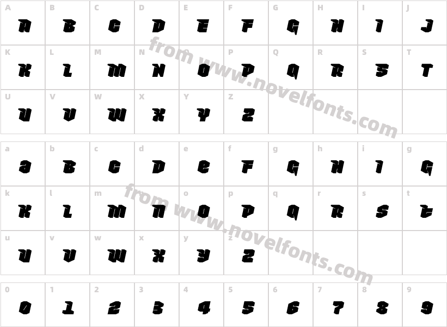 Nowy Geroy 4F ItalicCharacter Map