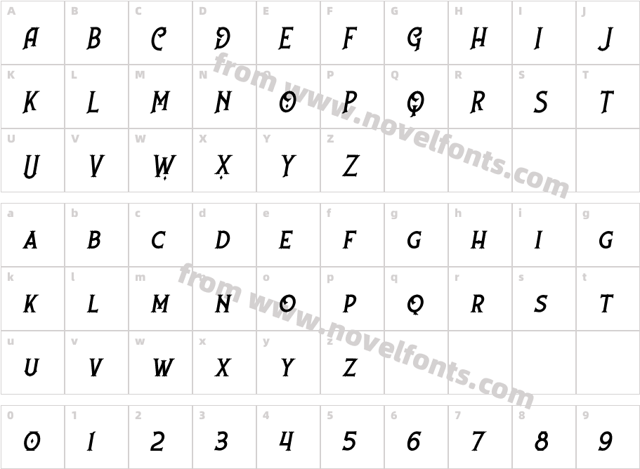 NufcedDEMO ItalicCharacter Map