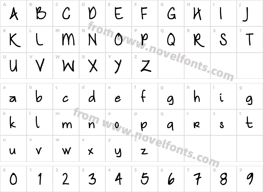 Nymph's HandwritingCharacter Map