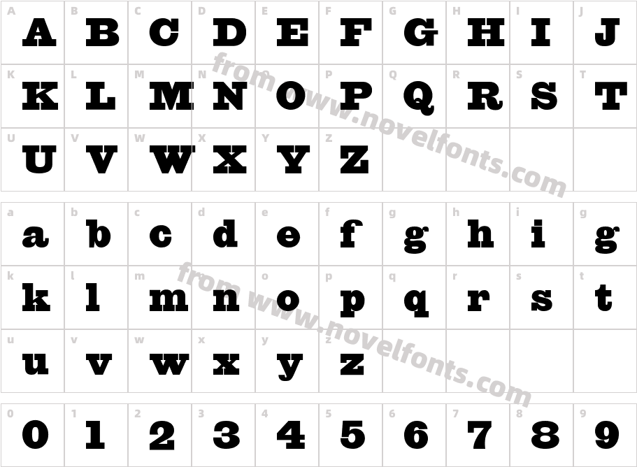 OL Egiziano Classic BlackCharacter Map