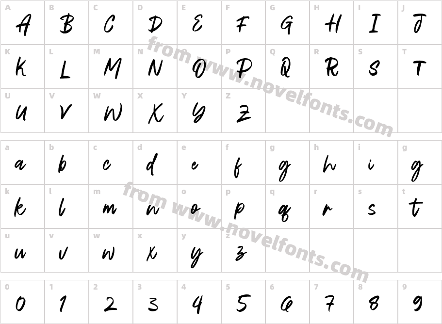 Odesya Brush RegularCharacter Map