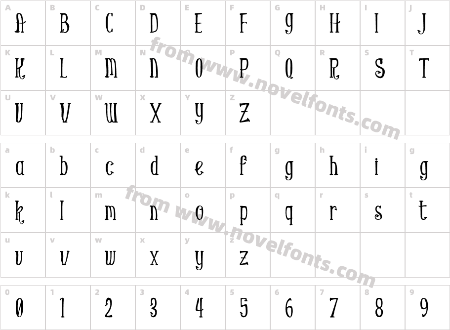OldiezregserifCharacter Map