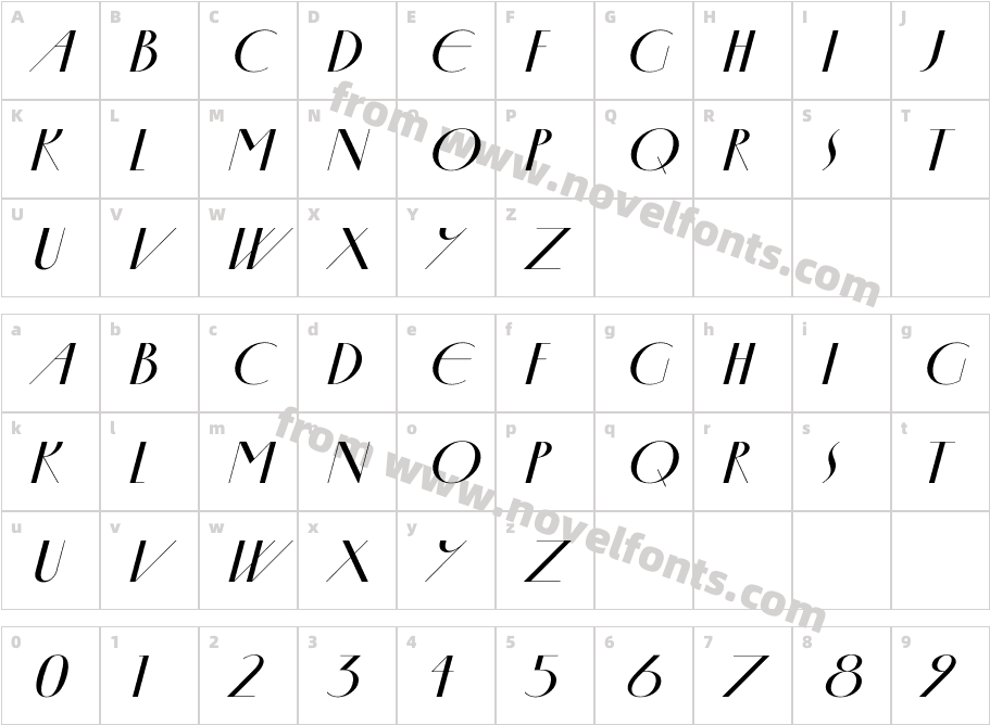 Oldsman No.1 ItalicCharacter Map