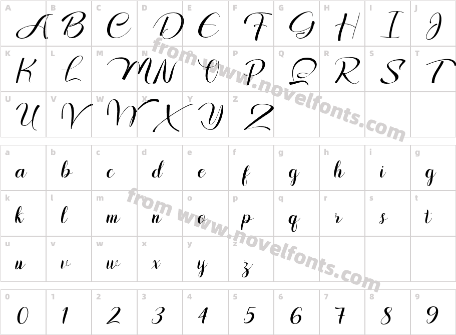 Olivia ScriptCharacter Map