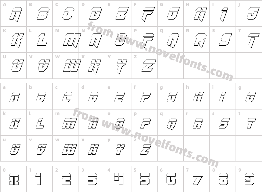 Omega Force Bullet ItalicCharacter Map