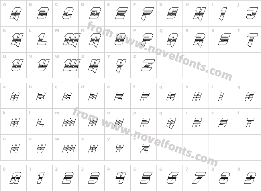 Omega Force Halftone 3D ItalicCharacter Map
