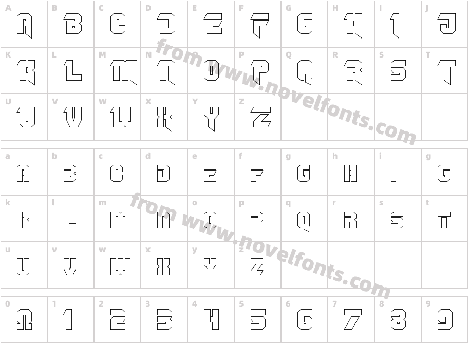 Omega Force Outline RegularCharacter Map