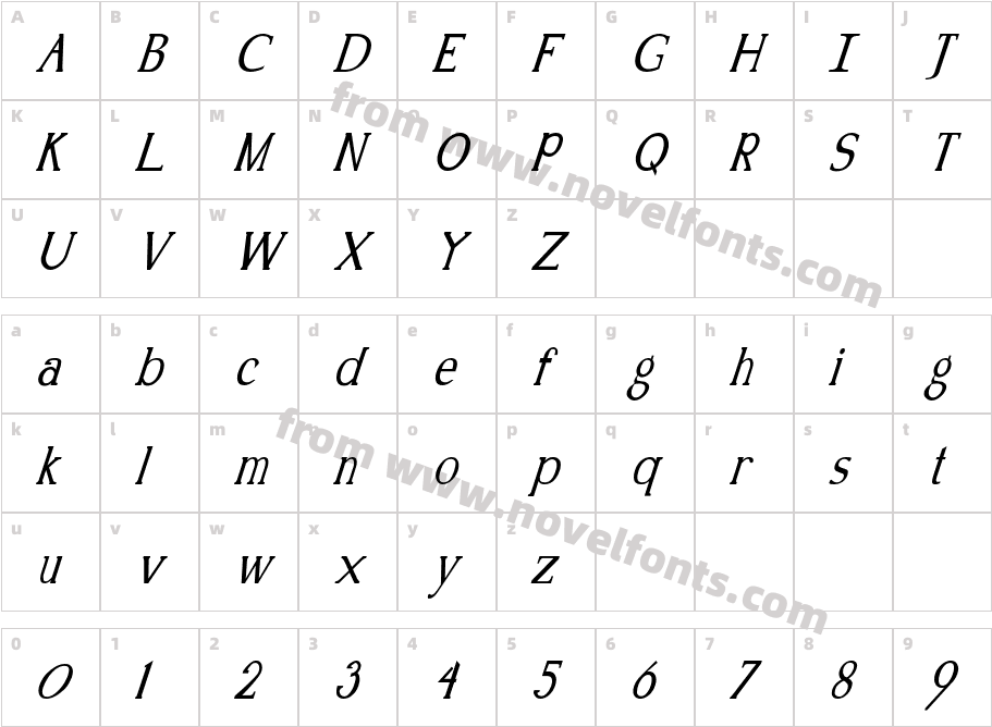 Kennon-ItalicCharacter Map