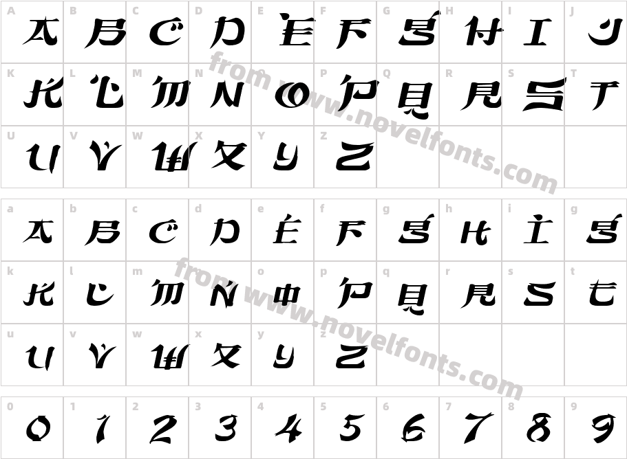 Orient2 Extended ItalicCharacter Map
