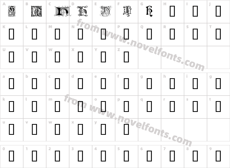 Ornamental Initials HCharacter Map