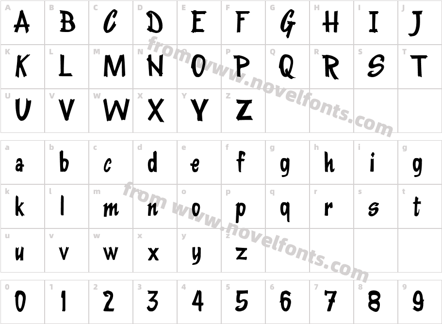 KentuckyFriedChickenFontCharacter Map