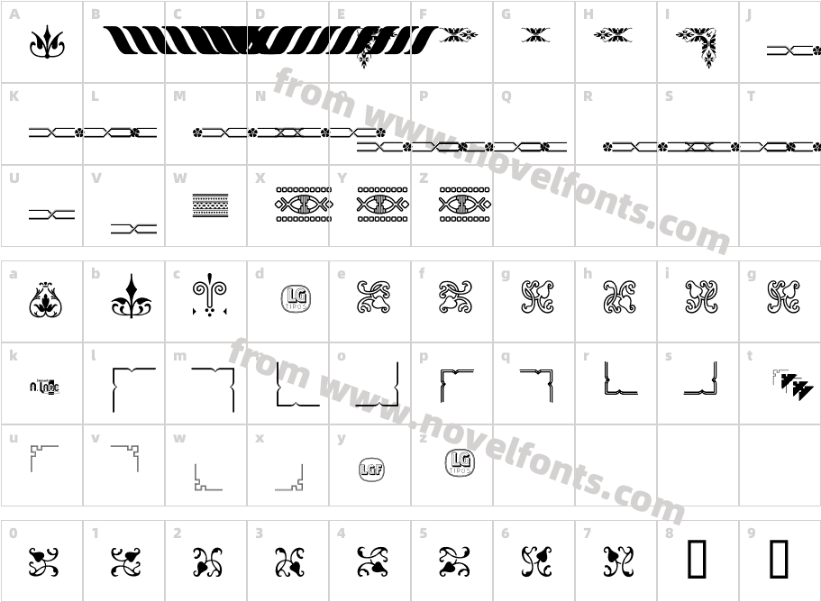 Ornamentos Orlas y Vinetas L Gt RegularCharacter Map