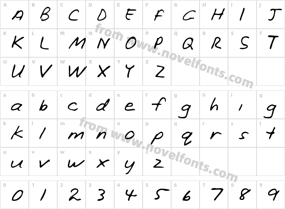 Orsons Hand RegularCharacter Map