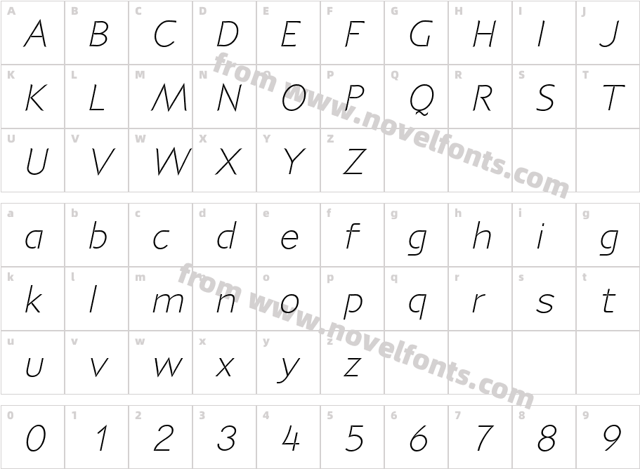 P22 Coda Light ItalicCharacter Map