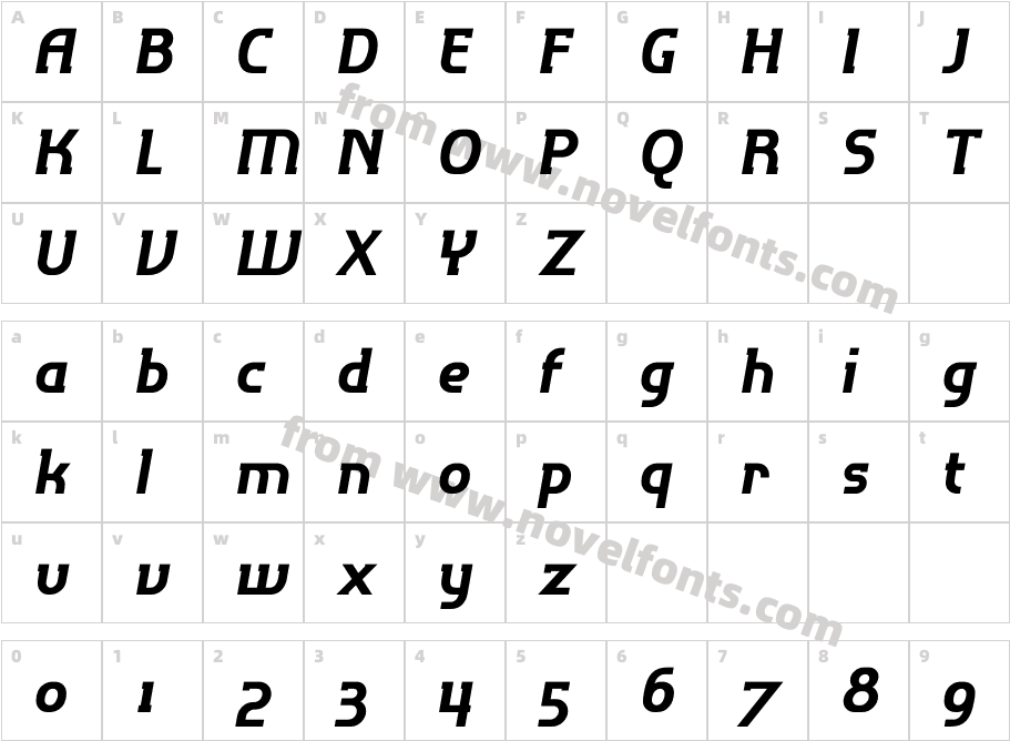 P22 Hedonic Bold ItalicCharacter Map