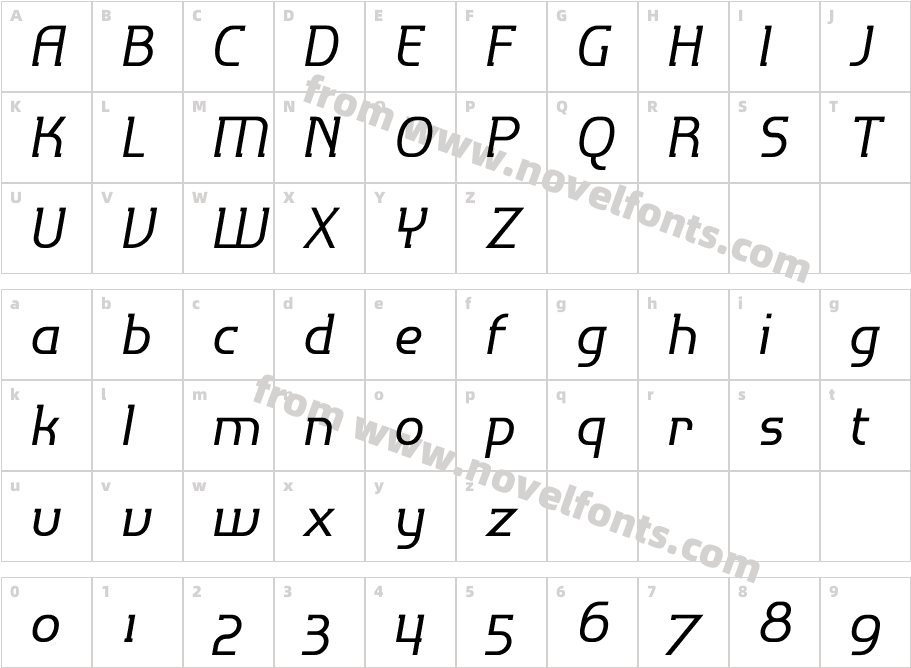 P22 Hedonic Medium ItalicCharacter Map