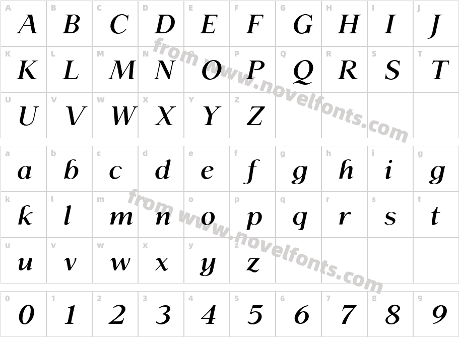 P22 Late November Pro Bold ItalicCharacter Map