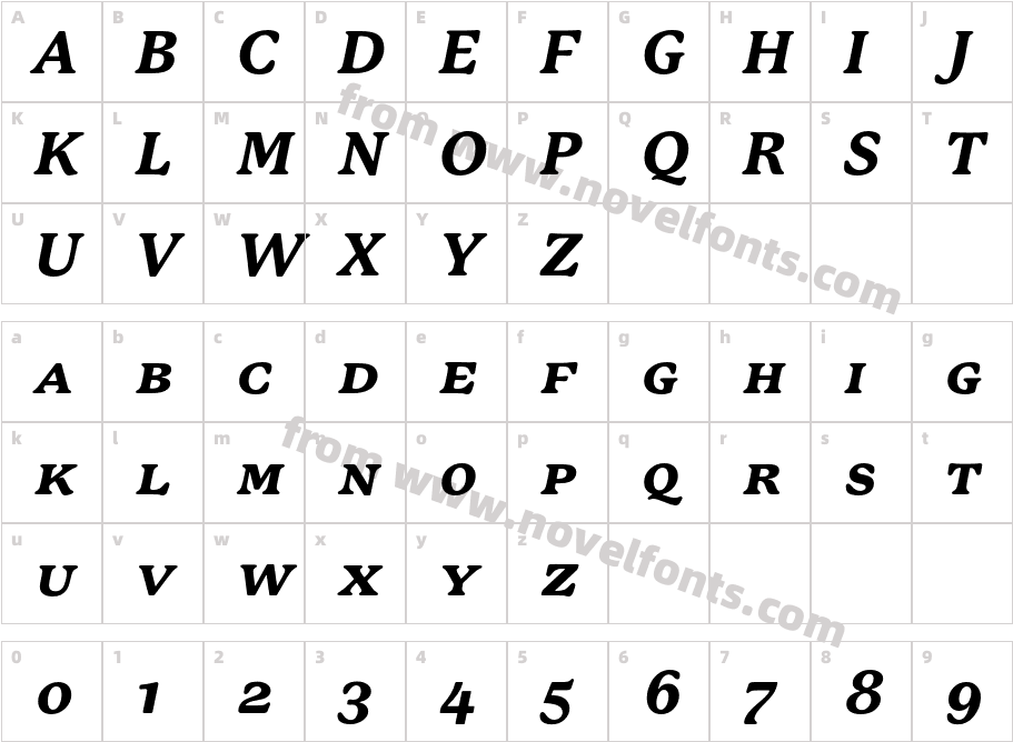 P22 Mackinac Extra BoldSC ItalicCharacter Map