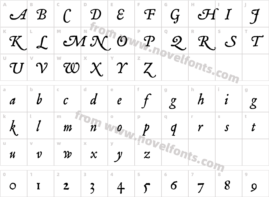P22 Mayflower ItalicCharacter Map