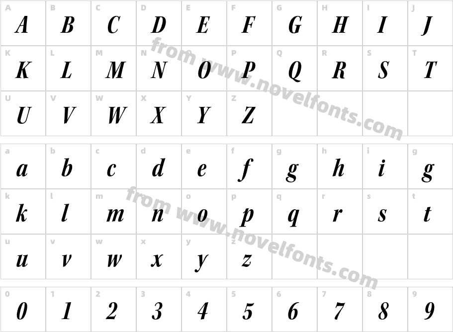 KeplerStd-BoldCnItSubhCharacter Map