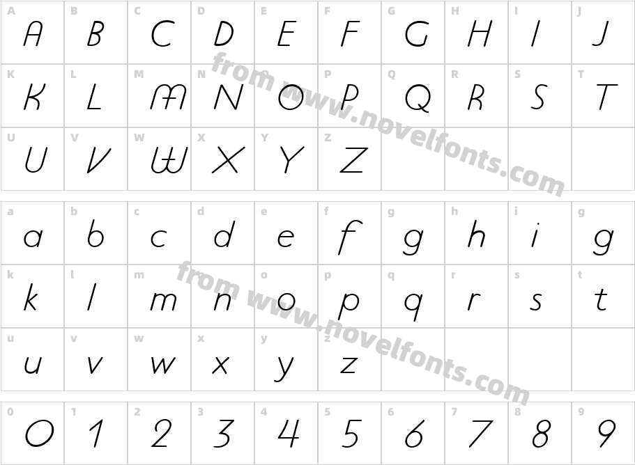 P22 Platten Neu Light ItalicCharacter Map