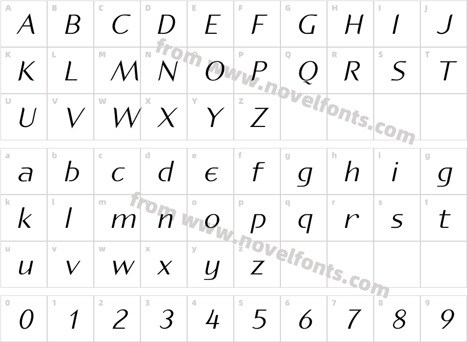 P22 Spiggie Pro ItalicCharacter Map