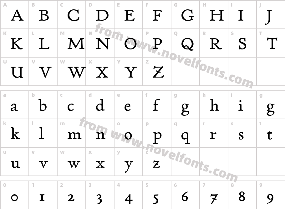 P22 Stickley Pro CaptionCharacter Map