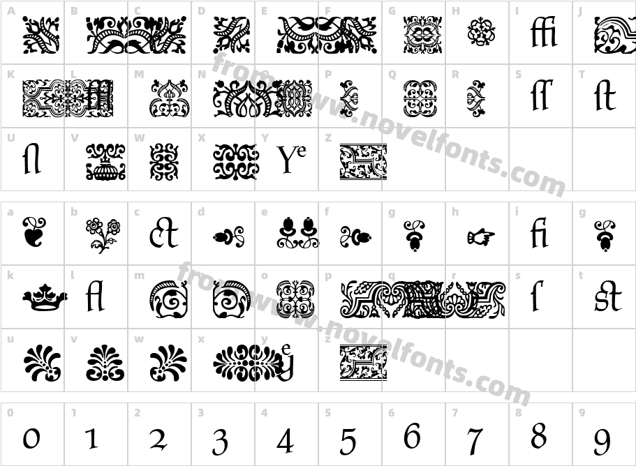 P22 Tyndale Xtras RegularCharacter Map