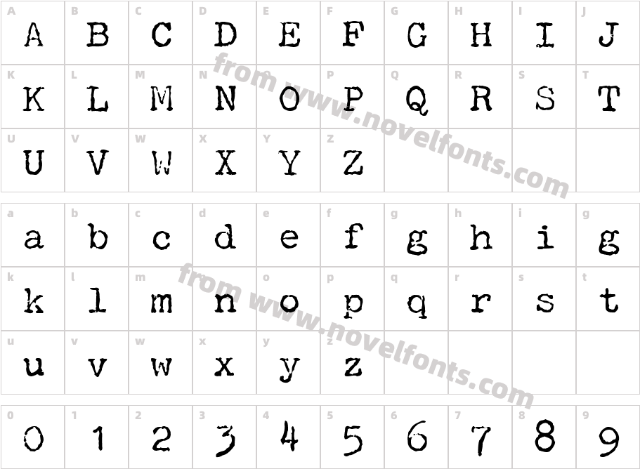 P22 TypewriterCharacter Map