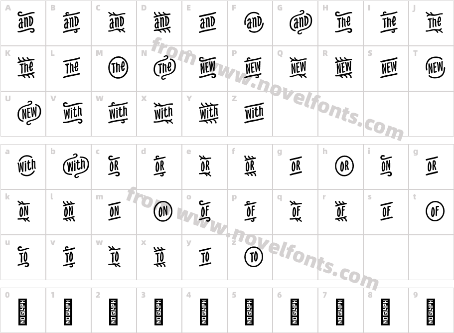 PH Icons WordCharacter Map