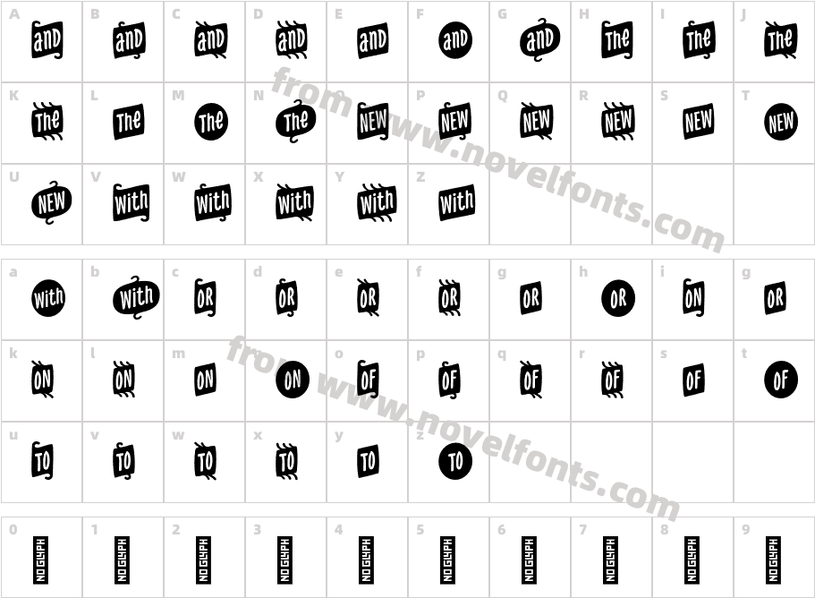 PH Icons WordblackCharacter Map