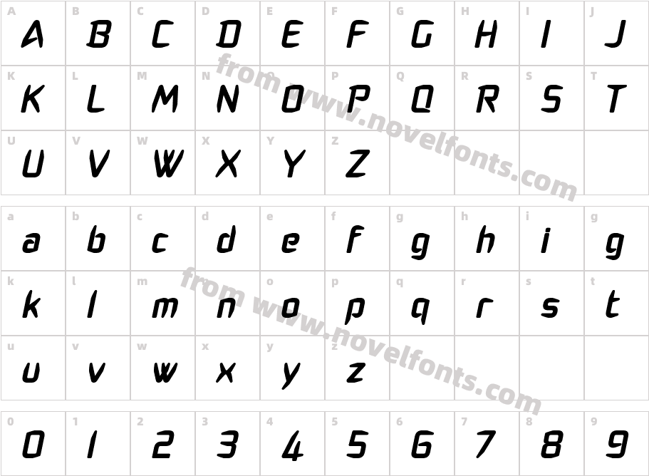 Pagoda Bold ItalicCharacter Map