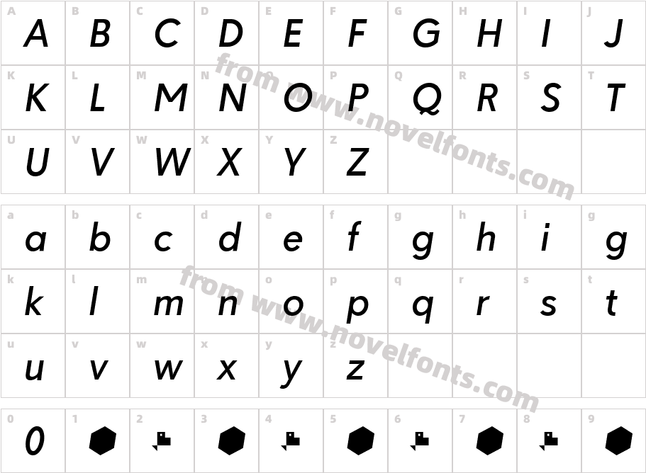 Paloseco Medium ItalicCharacter Map