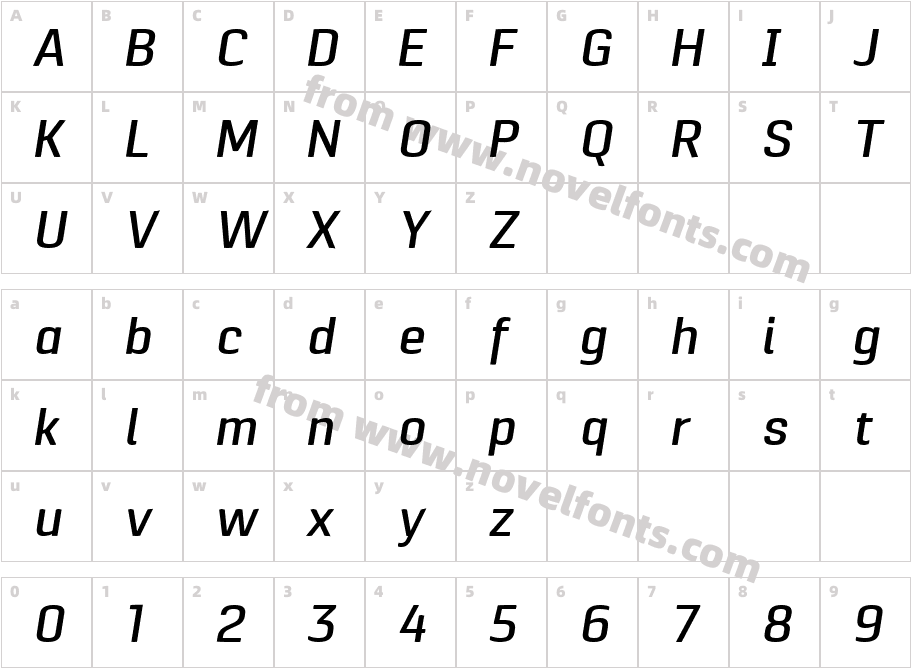 Pancetta Pro Medium ItalicCharacter Map