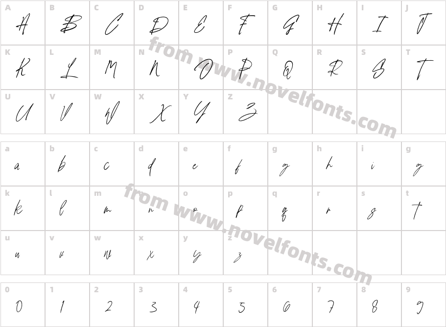 Pelsiwe Signature RegularCharacter Map