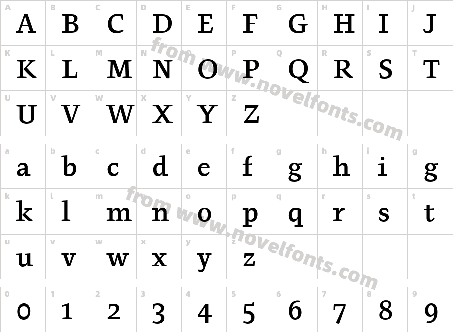 Pepone Book BoldCharacter Map