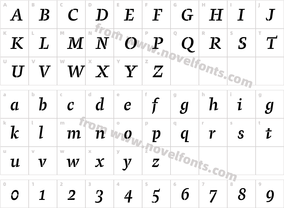 Pepone Stencil Book Bold ItalicCharacter Map